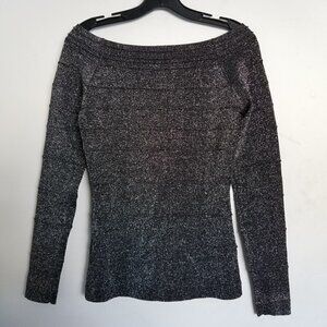 NEW Cache Metallic Textured Long Sleeve Top Blouse